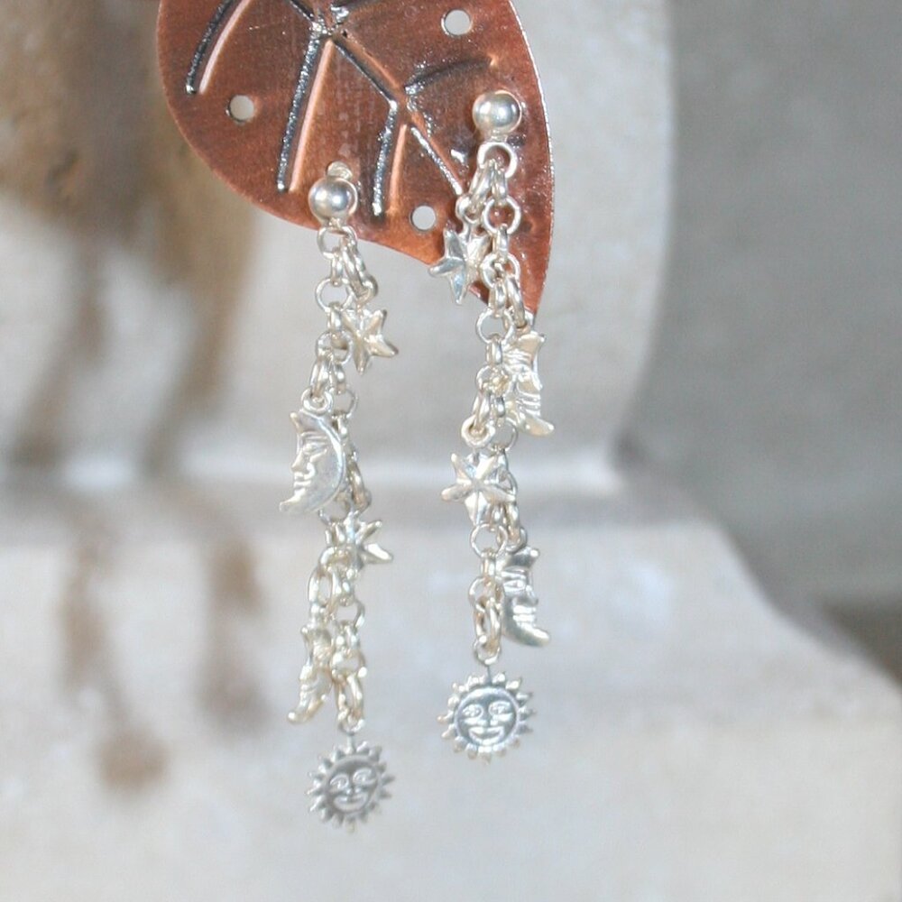 Sterling Silver Moon & Stars Earrings